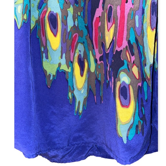 TRINA TURK Peacock Print Silk Racerback Tank - Picture 4 of 9